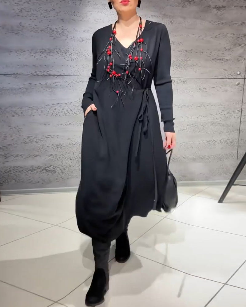 Enfärgad Klänningar med knytband