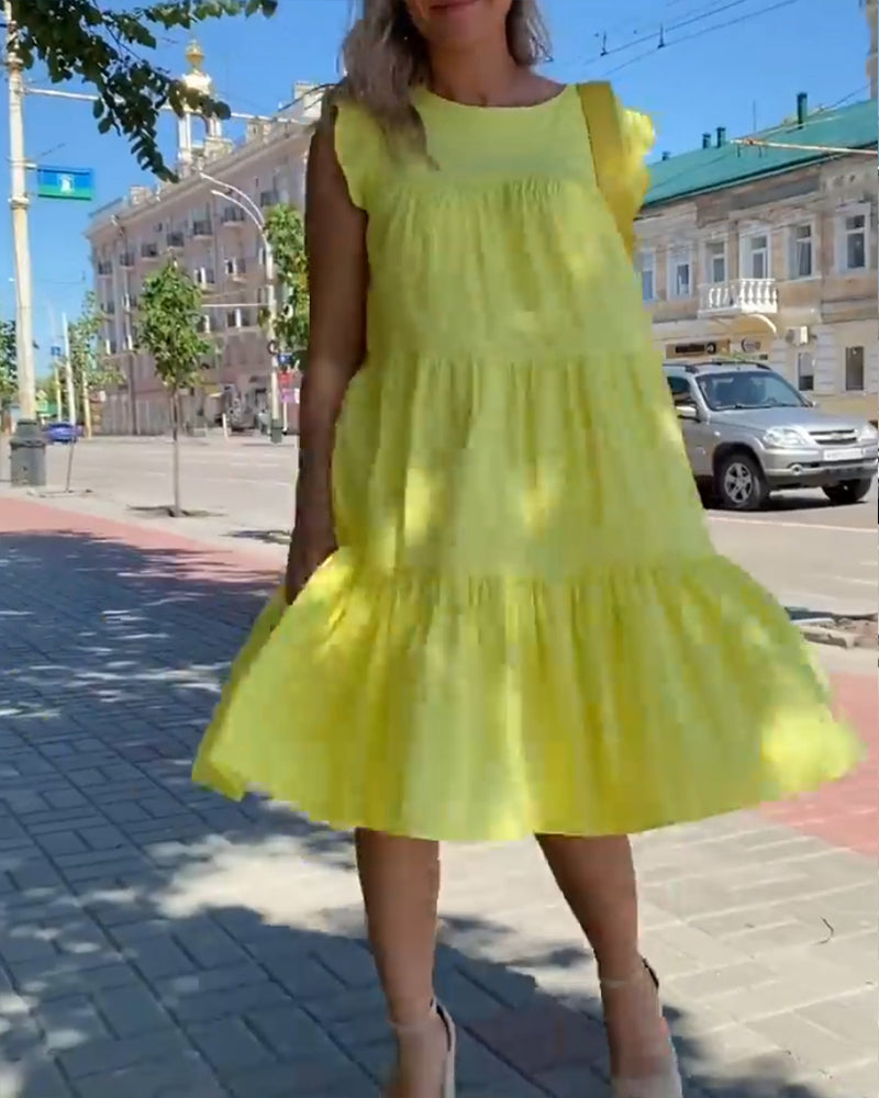 Enkel enfärgad casual klänning