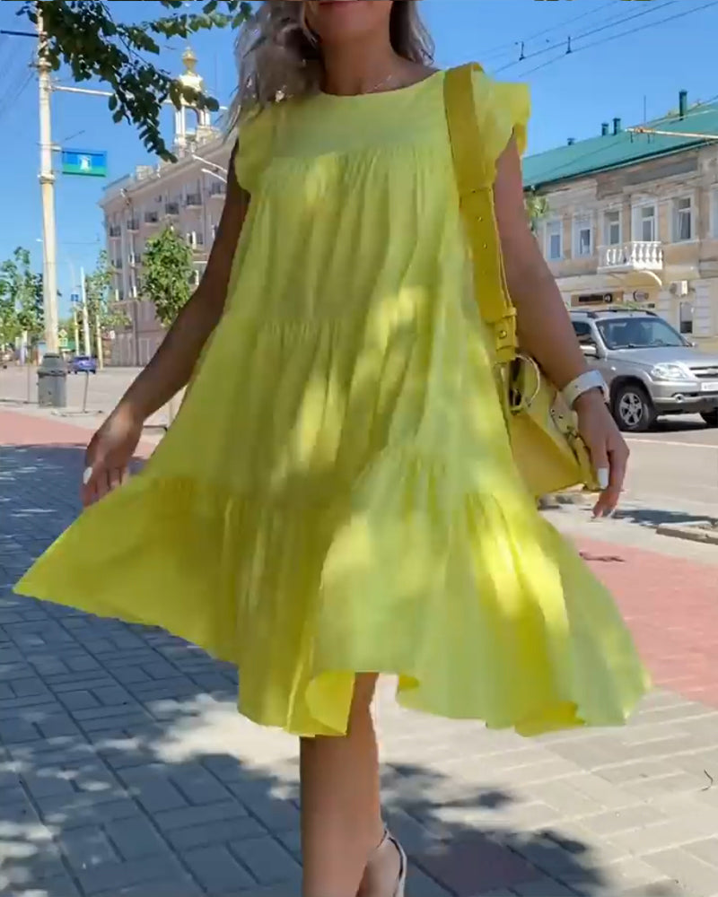 Enkel enfärgad casual klänning