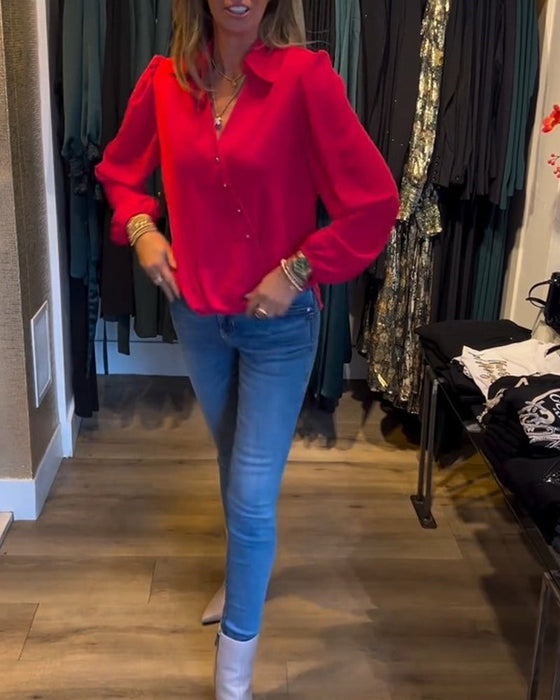 Elegant blus med lanternärmar