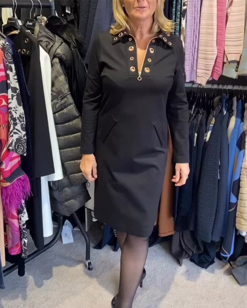 Klänning med dragkedja och slag