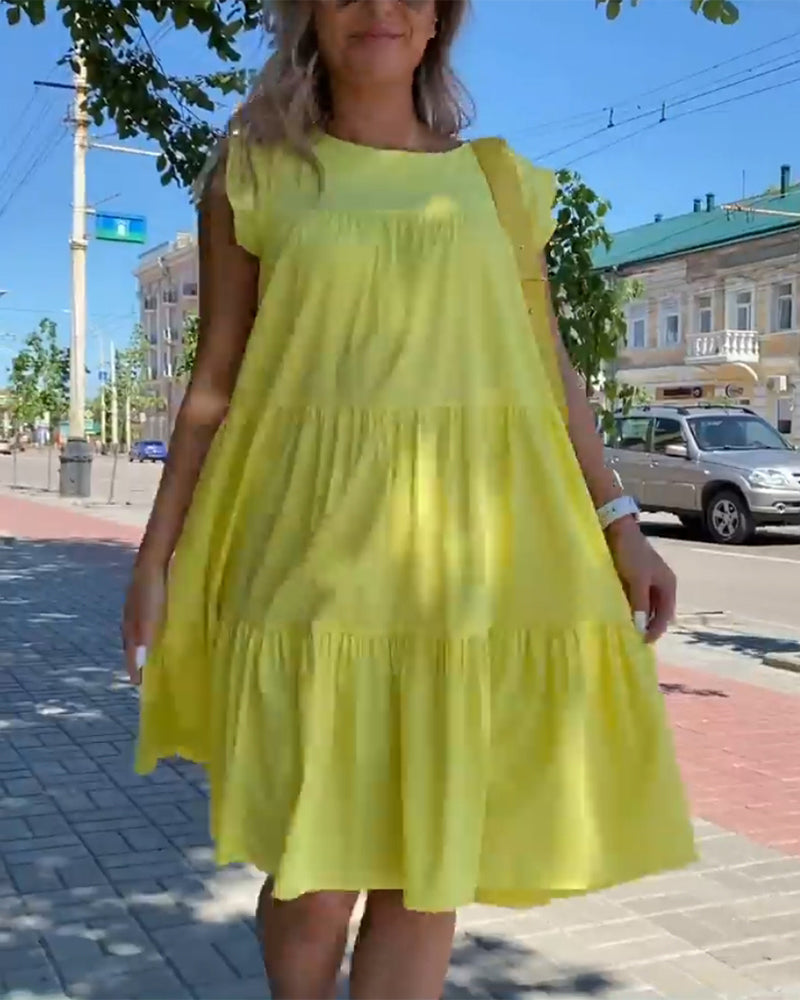 Enkel enfärgad casual klänning