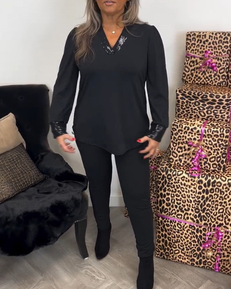 Enfärgad Pendeltopp med V-ringning