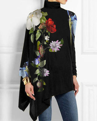 Topp med lös passform och blommönster