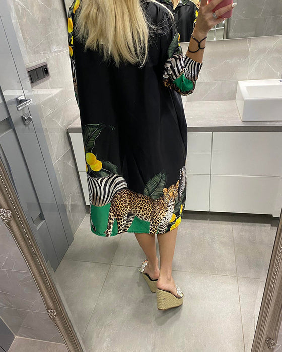 Lös klänning med tigermönster