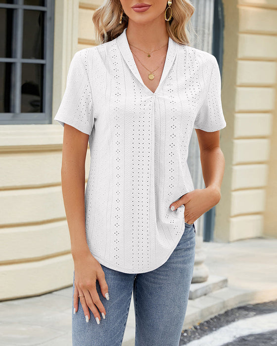 Kortärmad topp i lapelutskärning