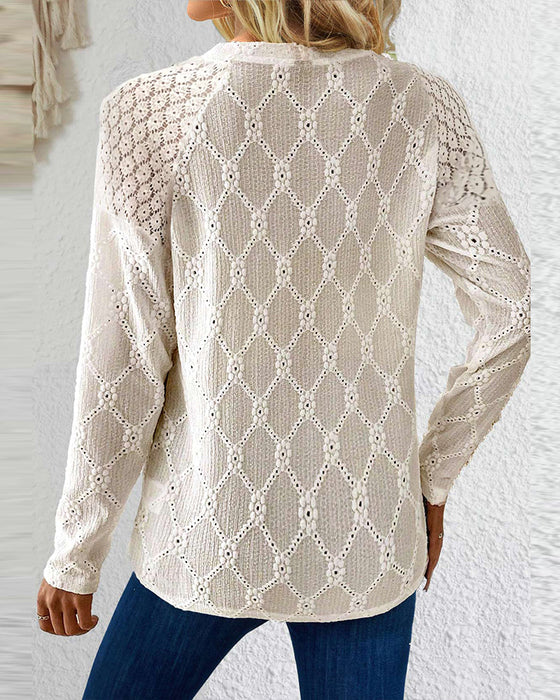 Enfärgad Elegant topp med rund hals