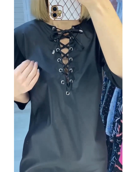 Långärmad Shift-klänning med rund hals