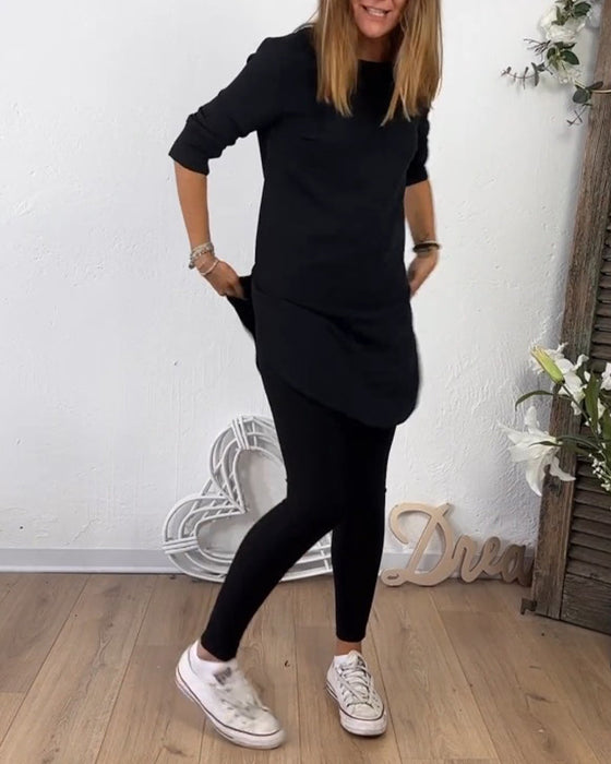 Mellanlång Topp Med Rund Hals