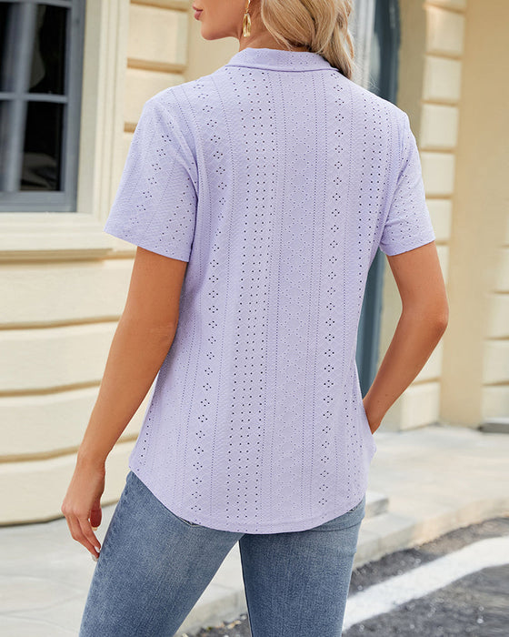 Kortärmad topp i lapelutskärning