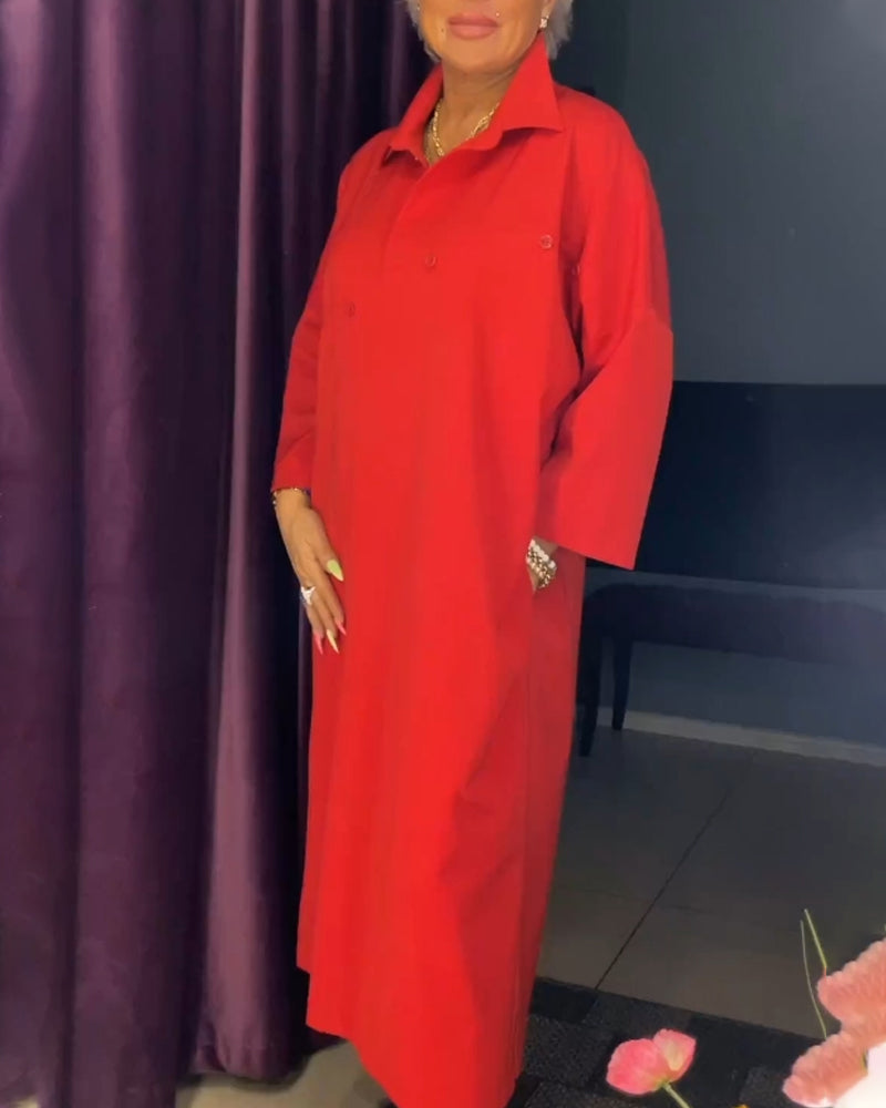 Klänning med avslappnad passform och skjortkrage