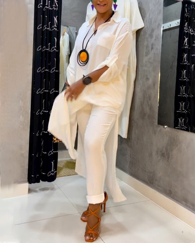 Enfärgad klänning med lapelficka