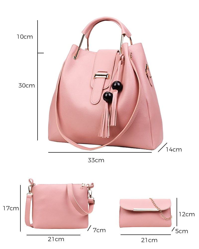 Handväska för dam axelväska 3 delar set