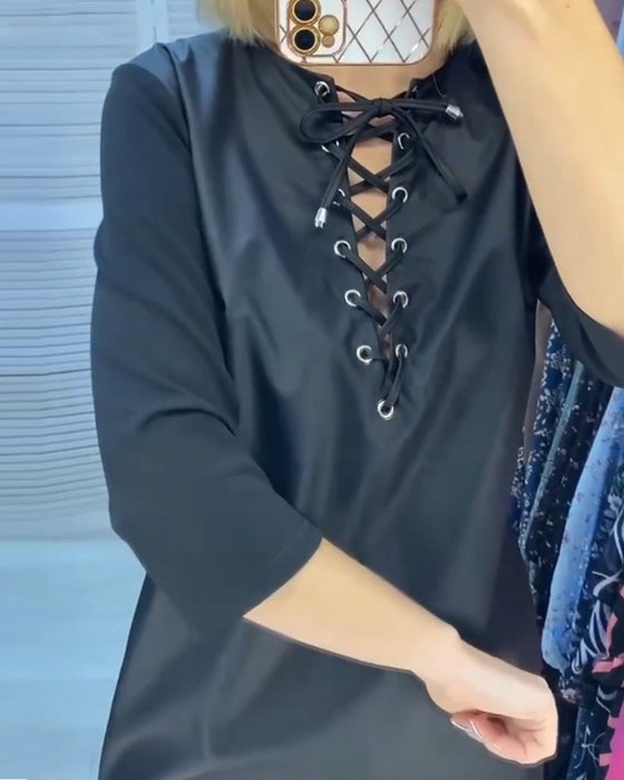 Långärmad Shift-klänning med rund hals