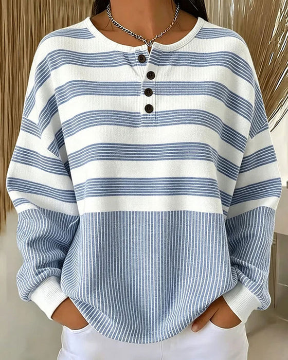Sweatshirt Rand Henley Hals Långärmad