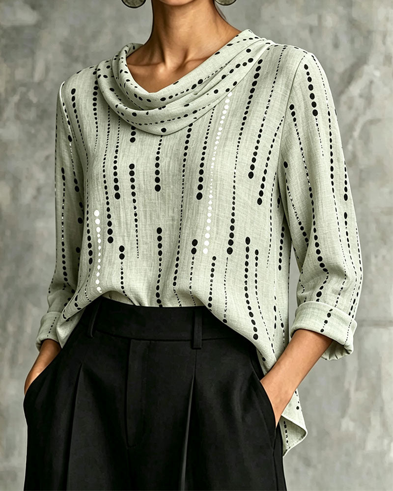Blus Cowl Neck Stilig Armbågslång Ärm