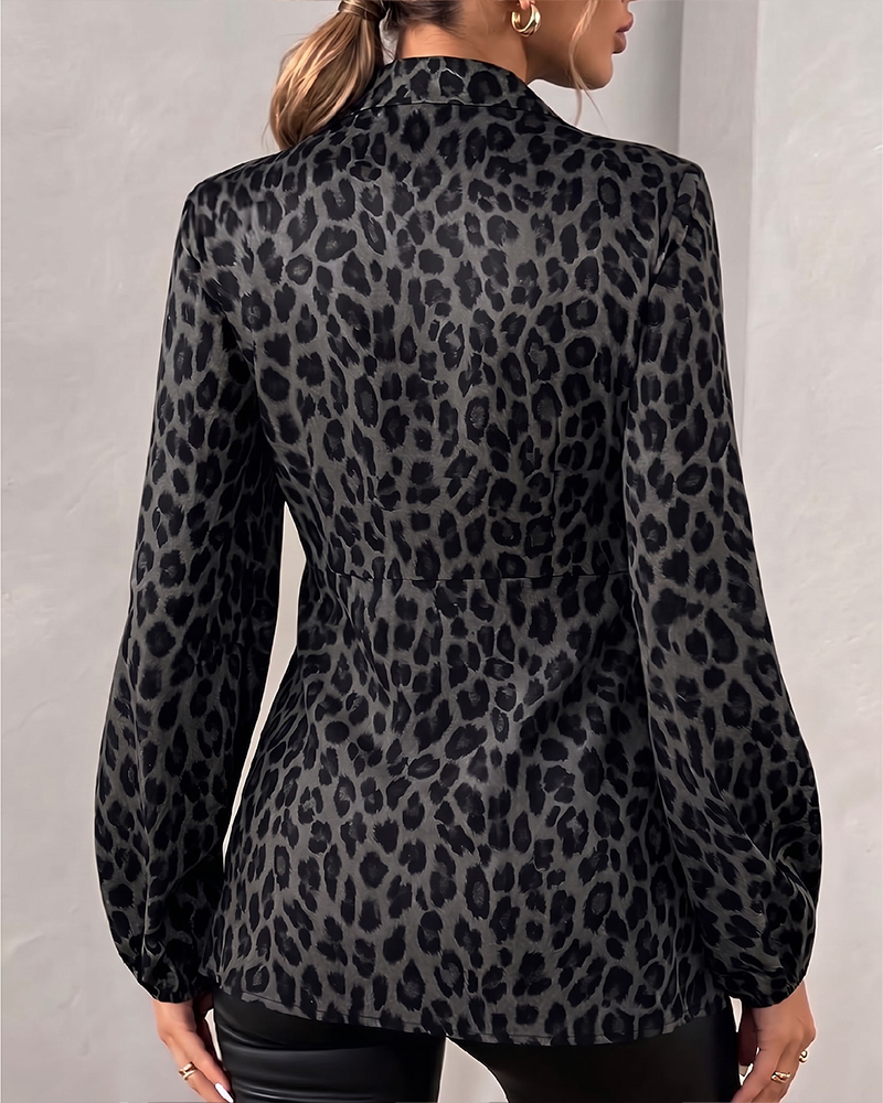 Top Leopard Tryck Krage Bandage Midja