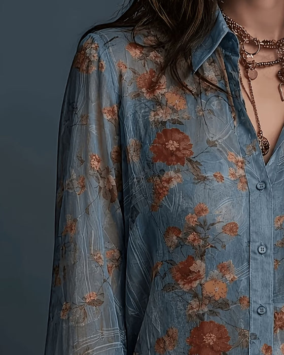 Blus Blommig Ruffle Slag