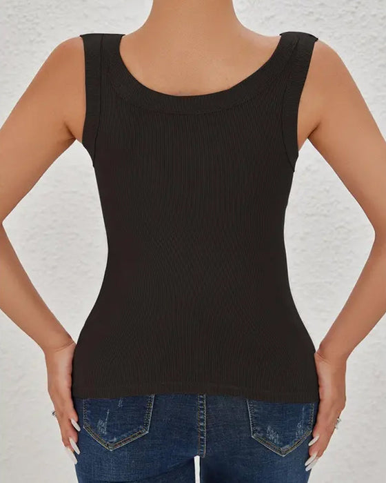 Ribbad Vadderad Camisole Med Inbyggd Bh