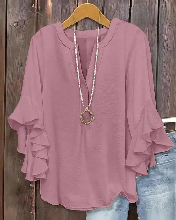 Blus Liten V‑Hals Volang