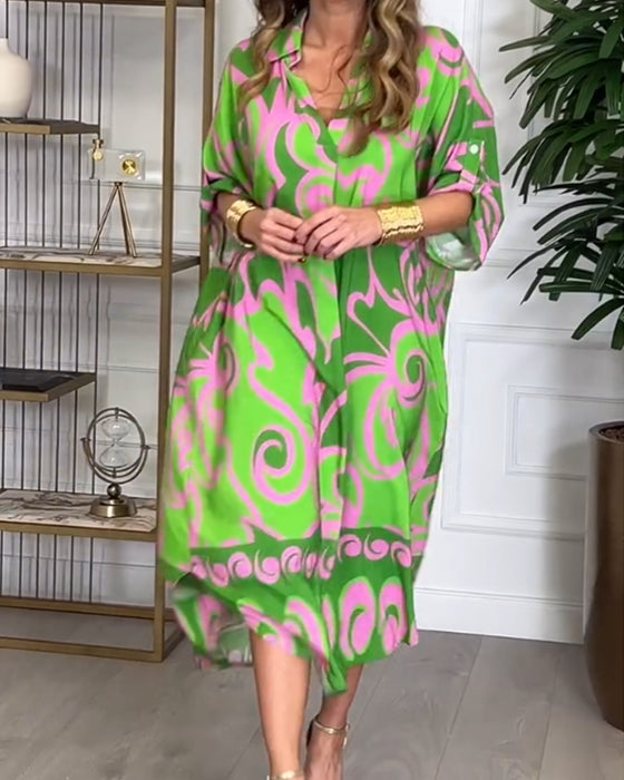 Dress Med Geometrisk Kontrastfärg Design
