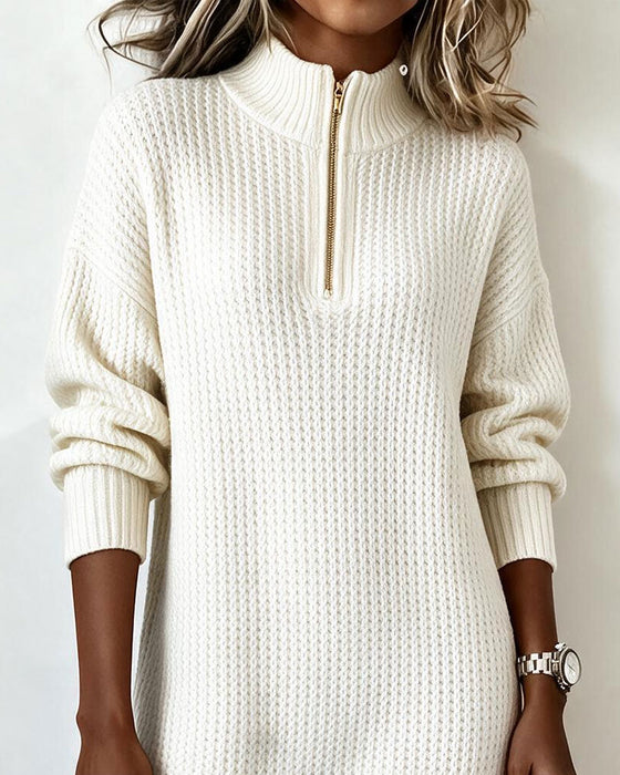 Koftklänning Halv-Zip Turtleneck Enfärgad