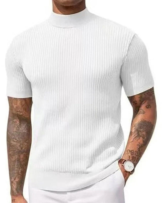 T-Shirt Mock Neck Herr Kort Ärm