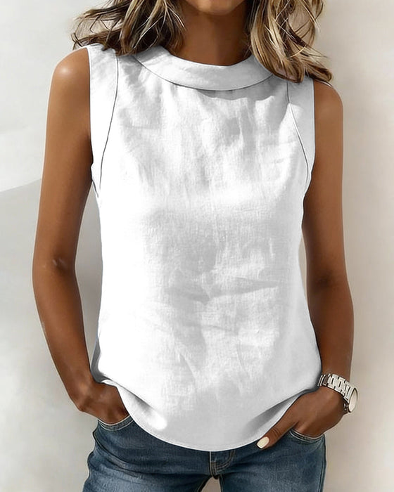 Blus Kraglös Ärmlös Elegant