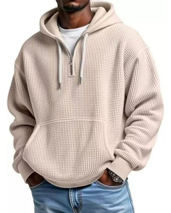 Hoodie Herr Solid Dragkedja Pullover