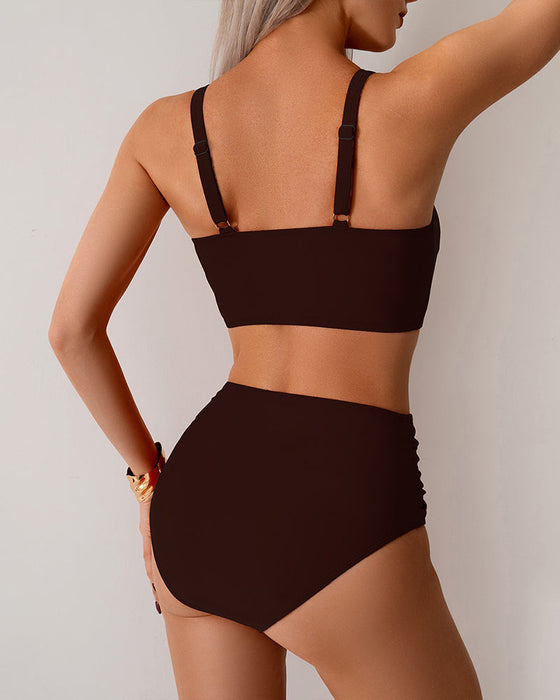 Bikini Enfärgad Knut Hög Midja Sexig