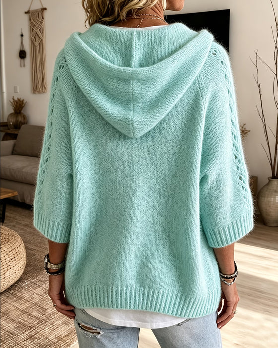 Pullover Med Huva Urholkad Dragsko Ficka