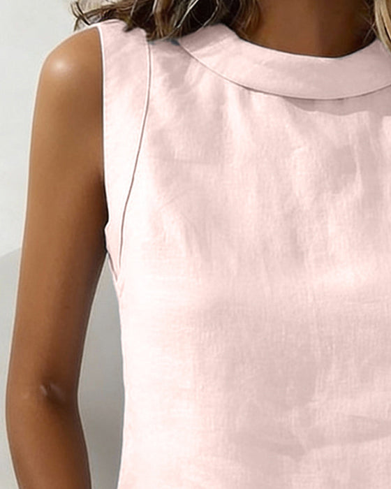 Blus Kraglös Ärmlös Elegant