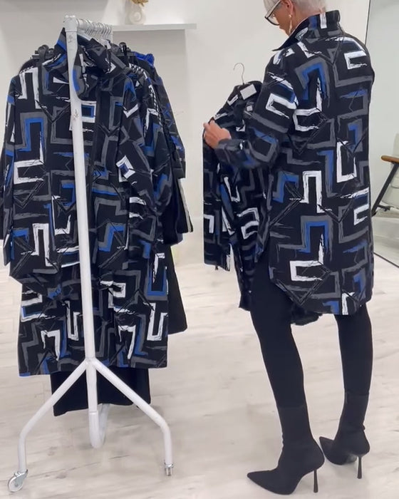 Lapel geometriskt tryck skjorta
