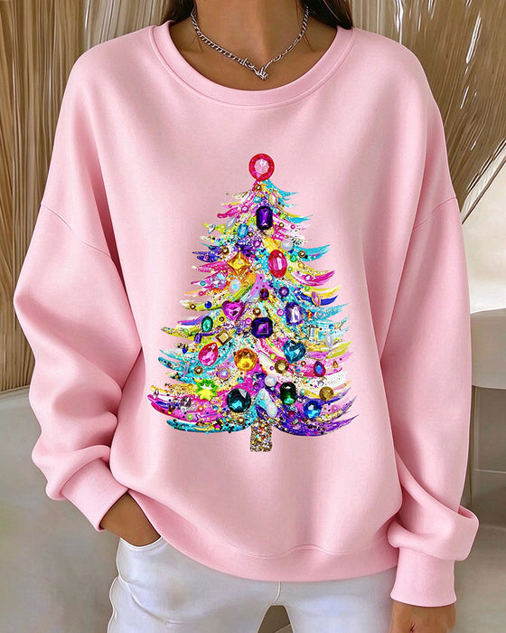 Topp Rundhalsad Pullover Jul Träd