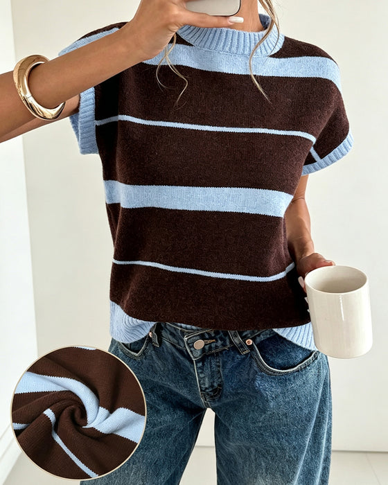 Pullover Kort Ärm Randig
