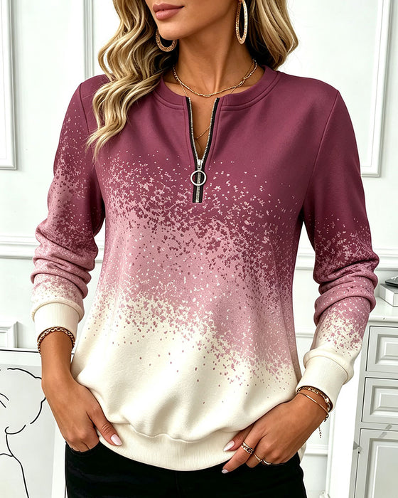 Sweatshirt Dragkedja Gradient Kontrast