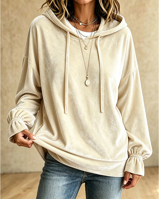 Hoodie Enfärgad Långärmad