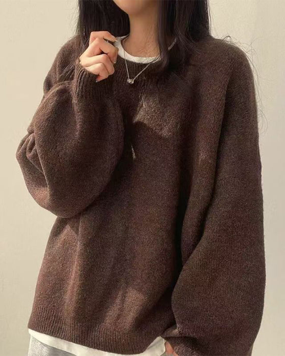 Pullover Rundhalsad Sida Slits