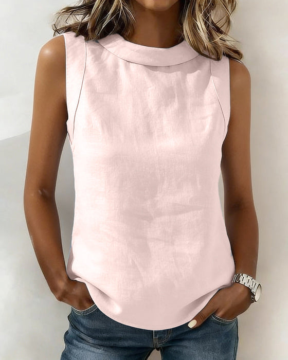 Blus Kraglös Ärmlös Elegant