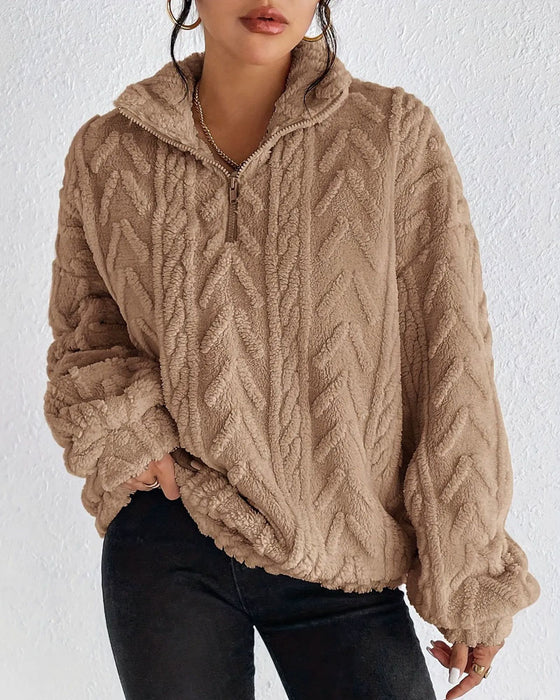 Sweatshirt Dubbelsidig Fleece Halv Dragkedja