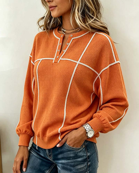 Sweatshirt V-Hals Linje Lång Ärm
