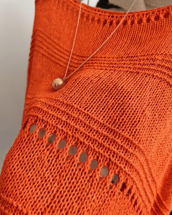 Pullover En-Axel Urholkning Stickad