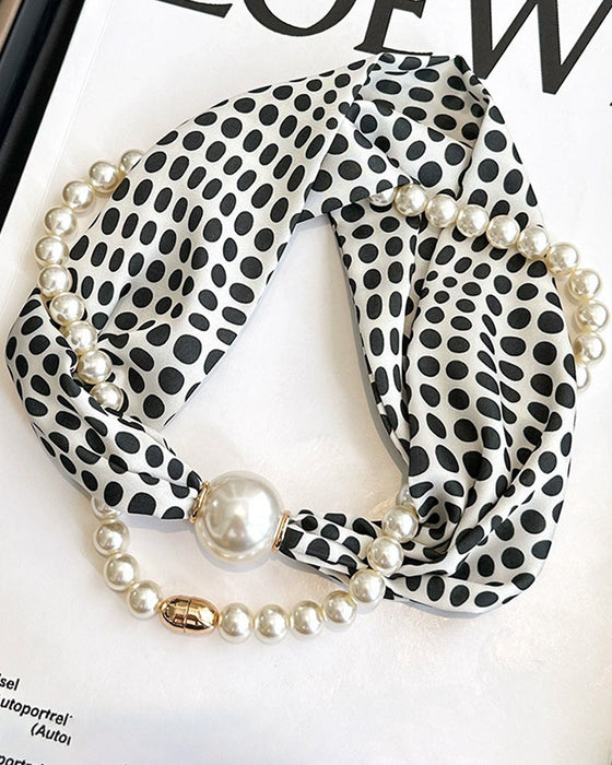 Halsband Lång Pärlprydd Silke