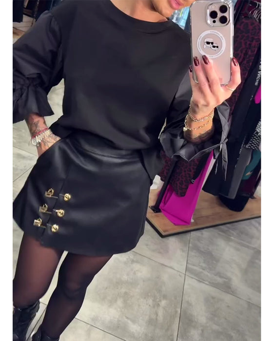 Enfärgad elegant pullover sweatshirt