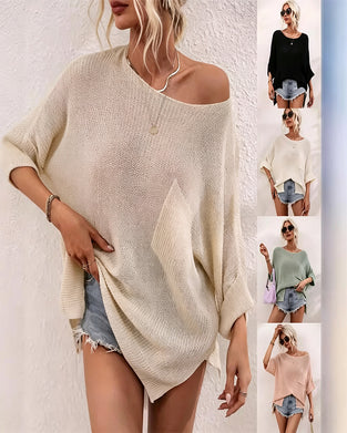 Pullover Enfärgad Med Ficka