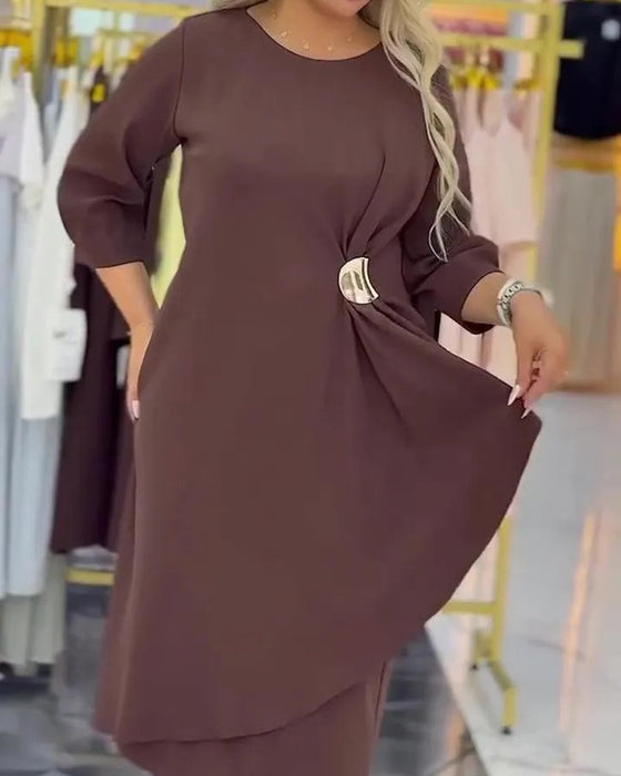 Klänning Plus Size Stilig Twist Knut