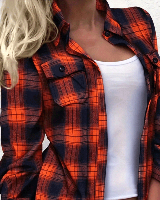 Blus Casual Skotskrutig Skjorta