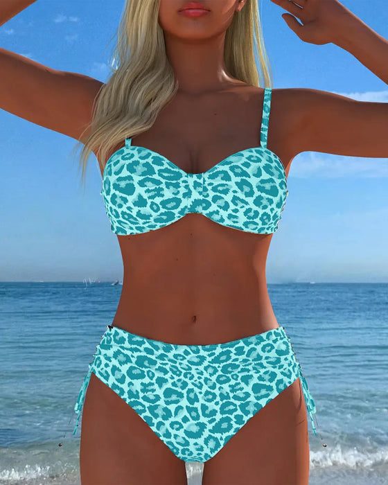 Bikini Snörning Leopardtryck