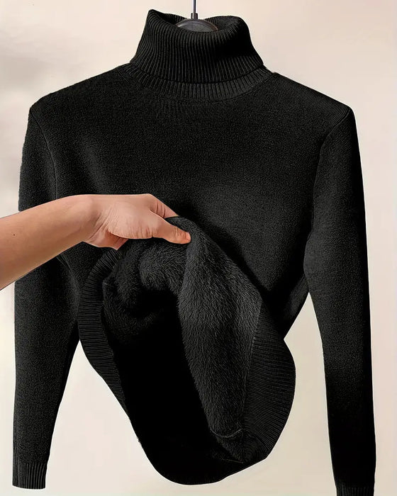 Enfärgad långärmad förtjockad tröja