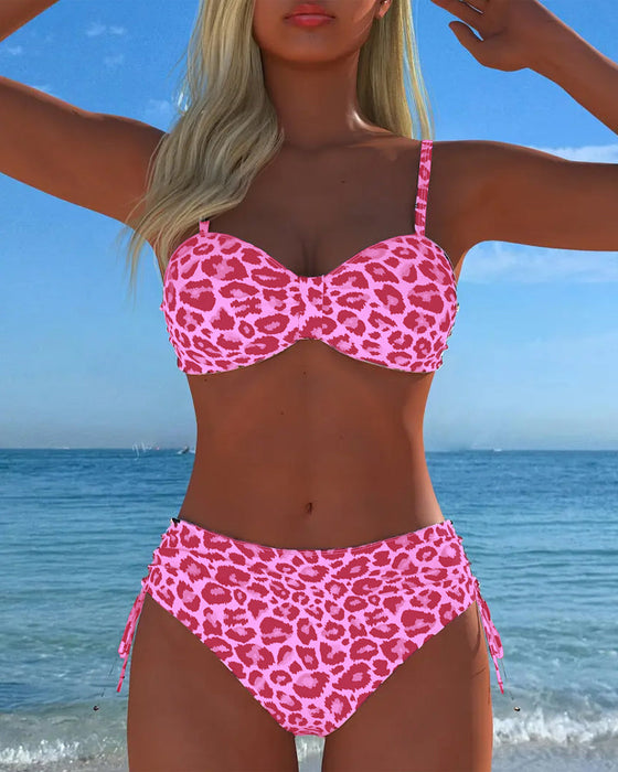 Bikini Snörning Leopardtryck